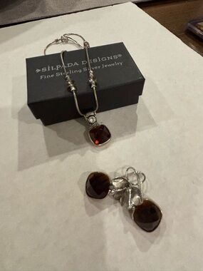 Silpada .925 Smoky Topaz Quartz
CZ Pendant Necklace N1264 and Earrings W1272